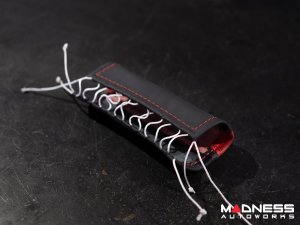 FIAT 500 eBrake Handle Cover - Black Italy - Leather - Black/ Red Tuxedo 